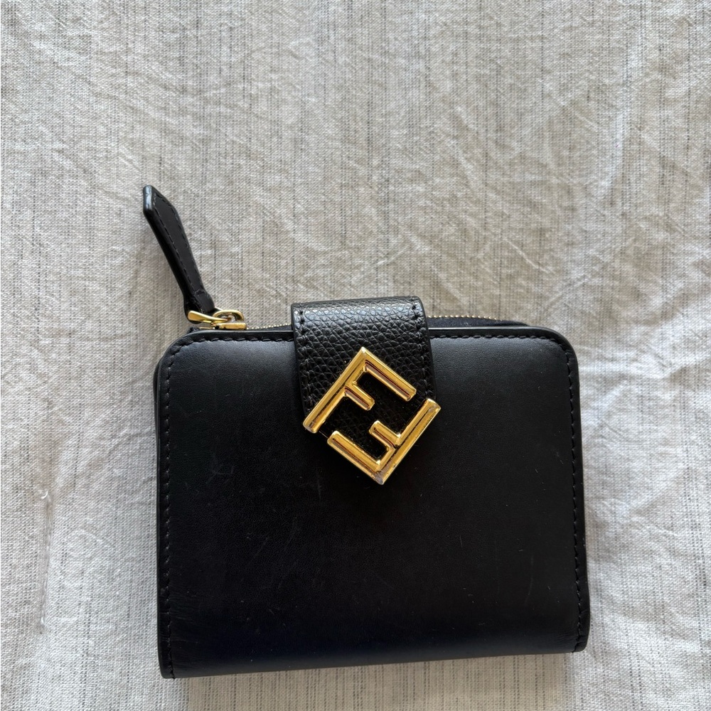 Fendi Black Wallet with Gold Accent